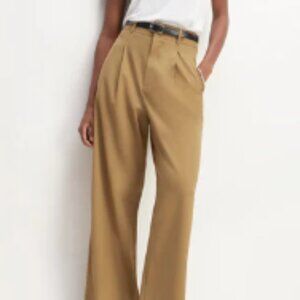 Everlane Italian Wool Way-High Drape pant, camel, size 8